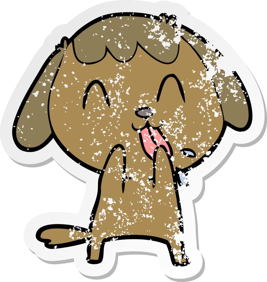 distressed sticker of a cute cartoon dog vector