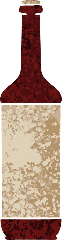 quirky retro illustration style cartoon wine bottle vector
