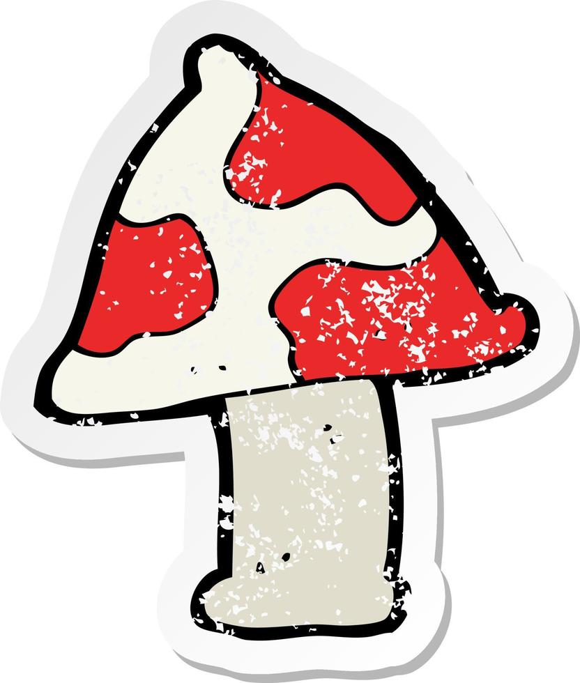 retro distressed sticker of a cartoon toadstool vector
