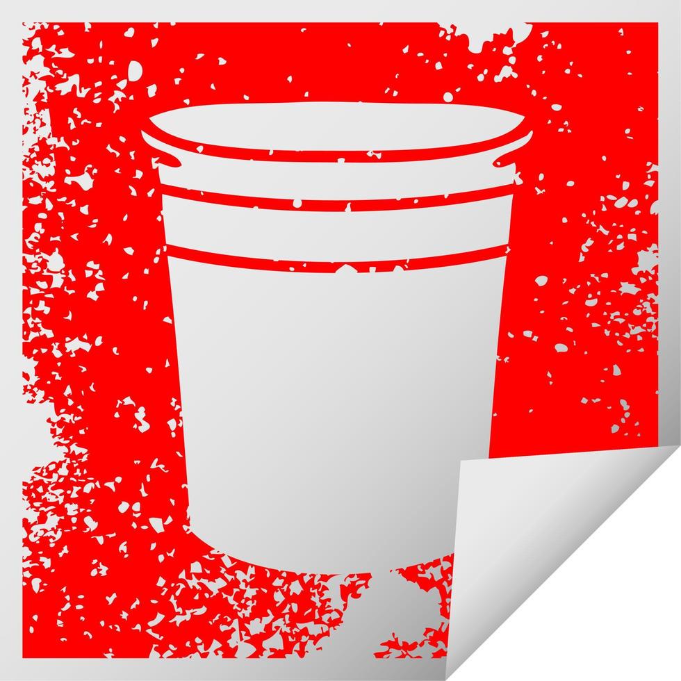 quirky distressed square peeling sticker symbol plant pot vector