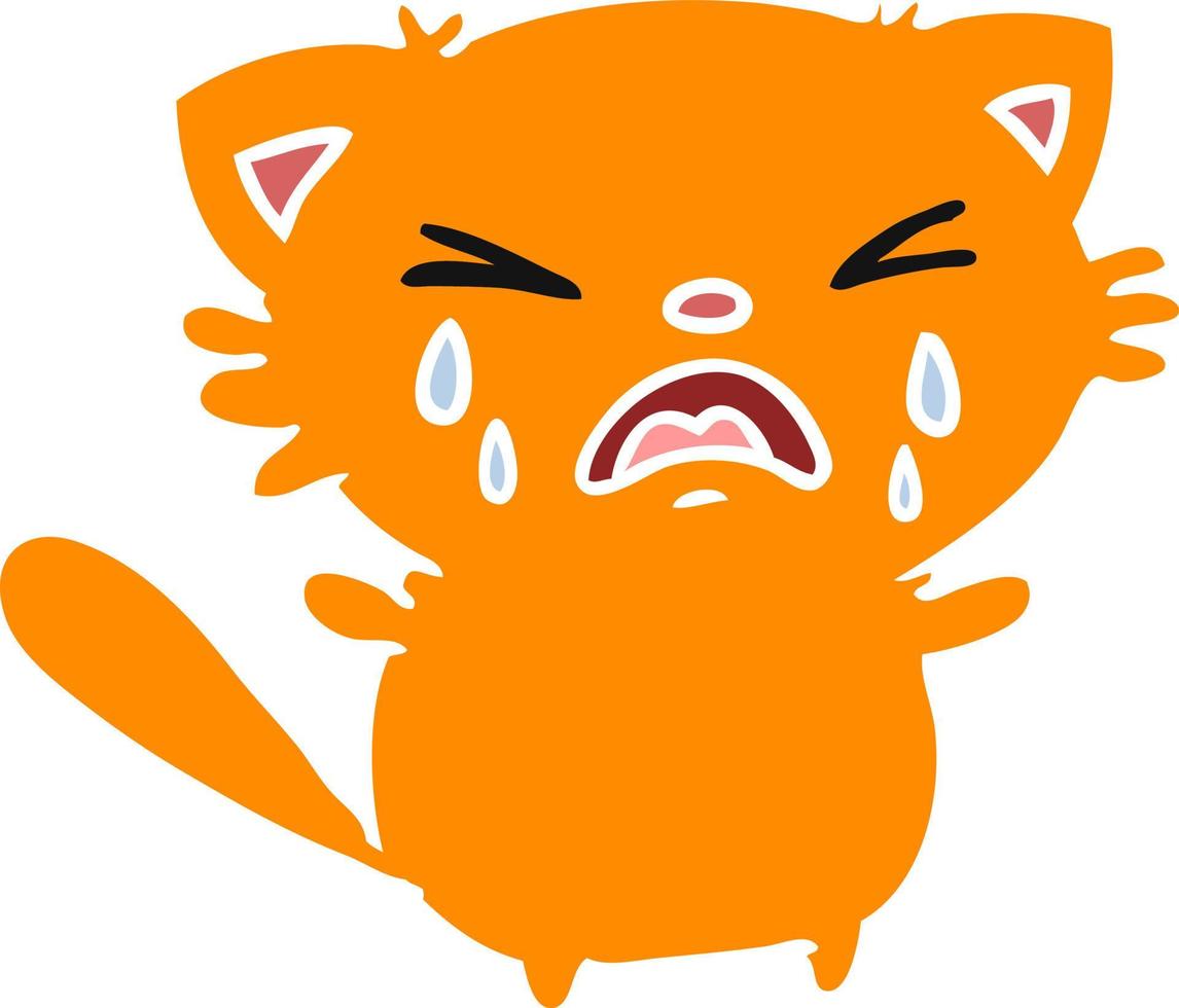 cartoon of cute kawaii crying cat vector