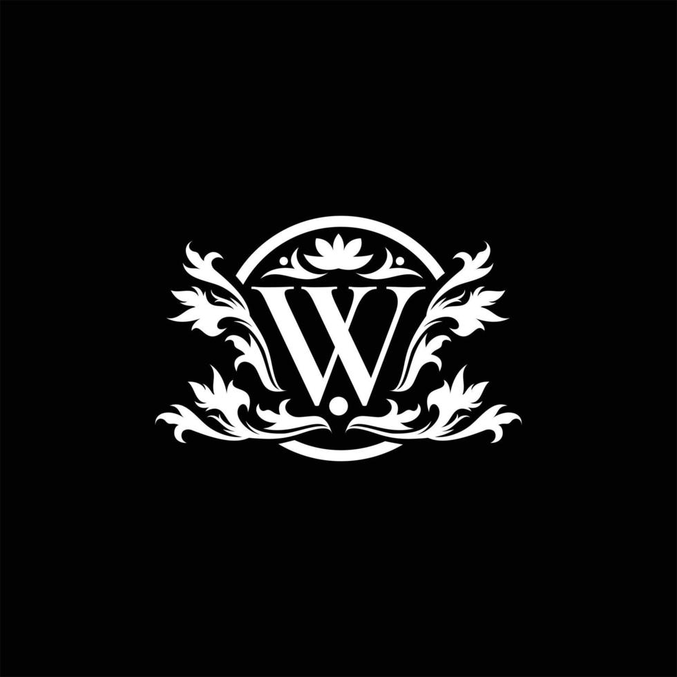 W initial logo with vintage or classic concept in black and white color vector