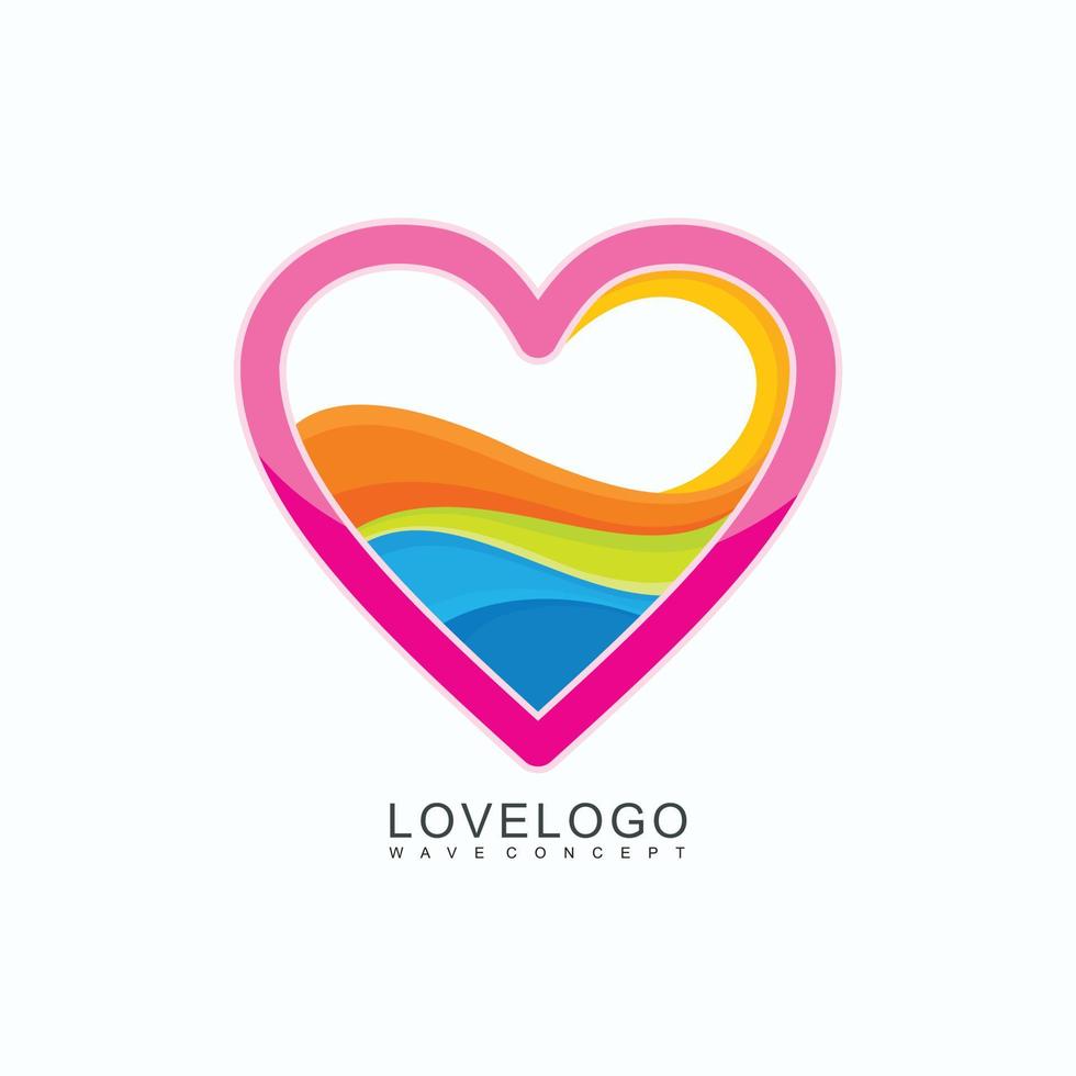 Wave vector design in the heart or love logo design