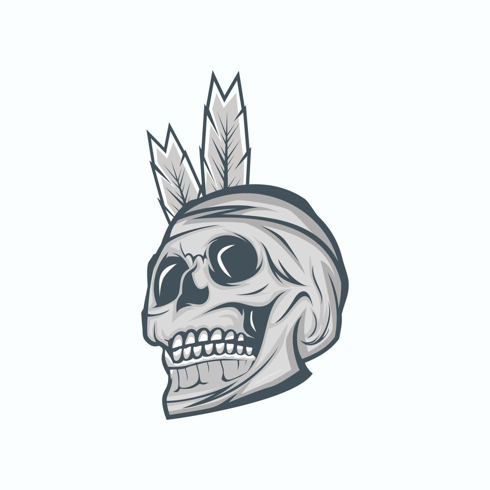 Vector design of a skull with feathers on the head