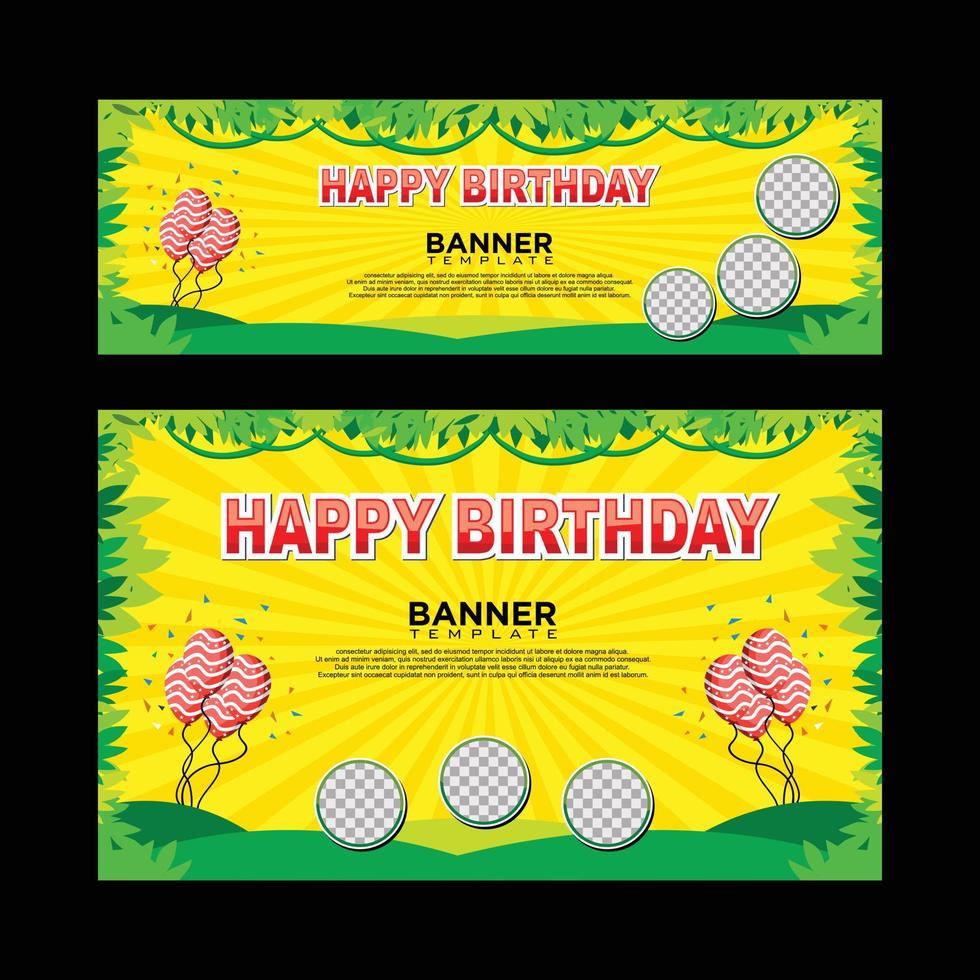 diseño de feliz cumpleaños vectorial para plantilla web de banner y fondo vector