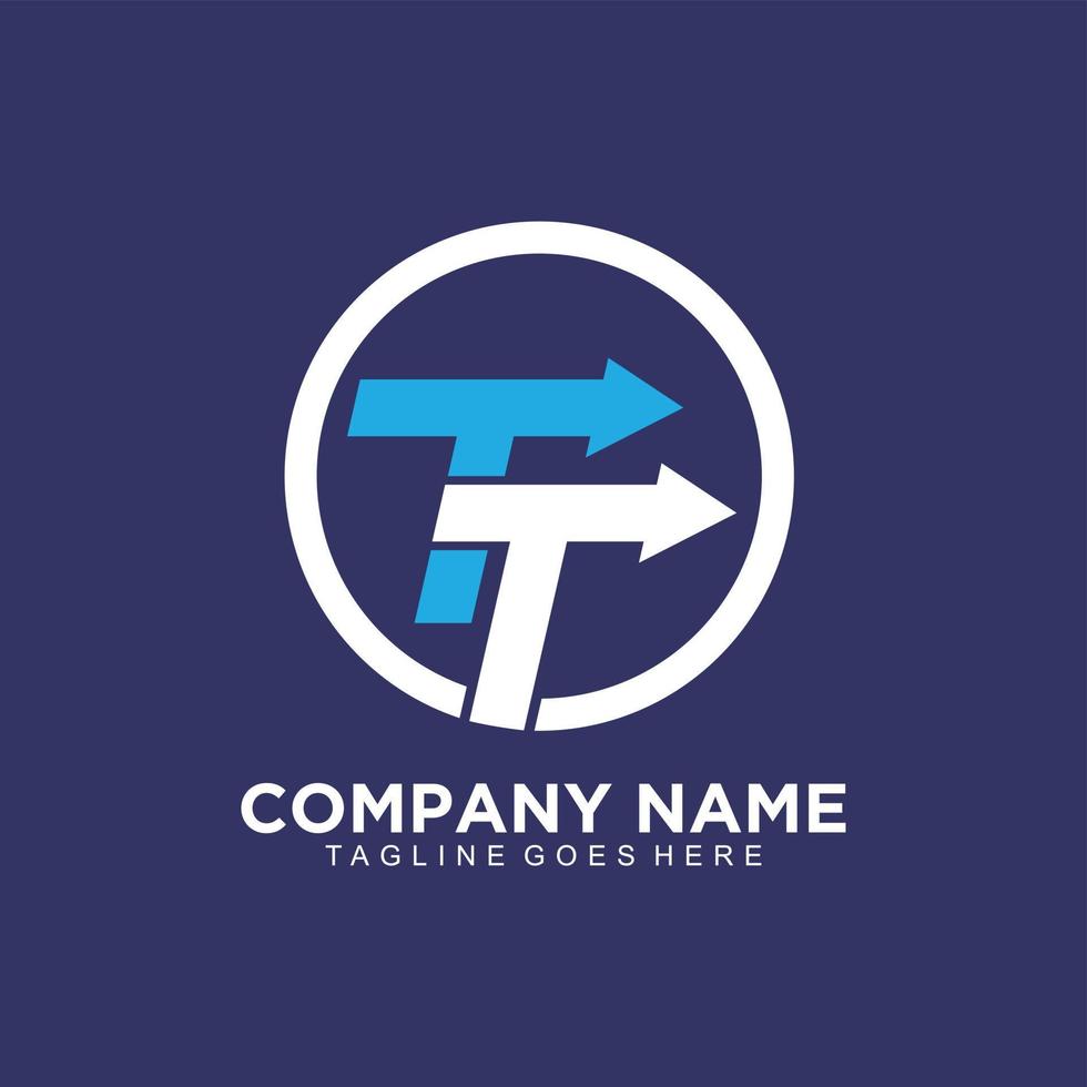 TT initial logo template simple and clean design with arrow concept vector