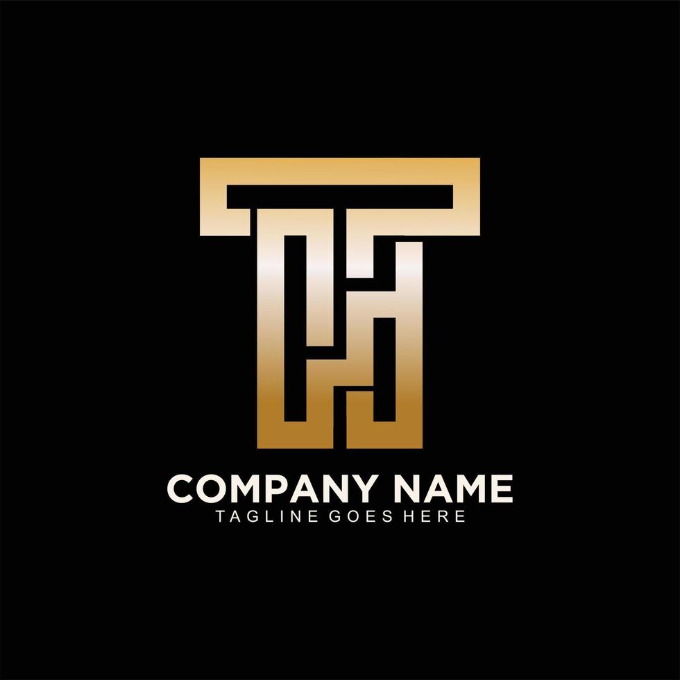 T or TH inisial logo gold color luxury design for business company and brand vector