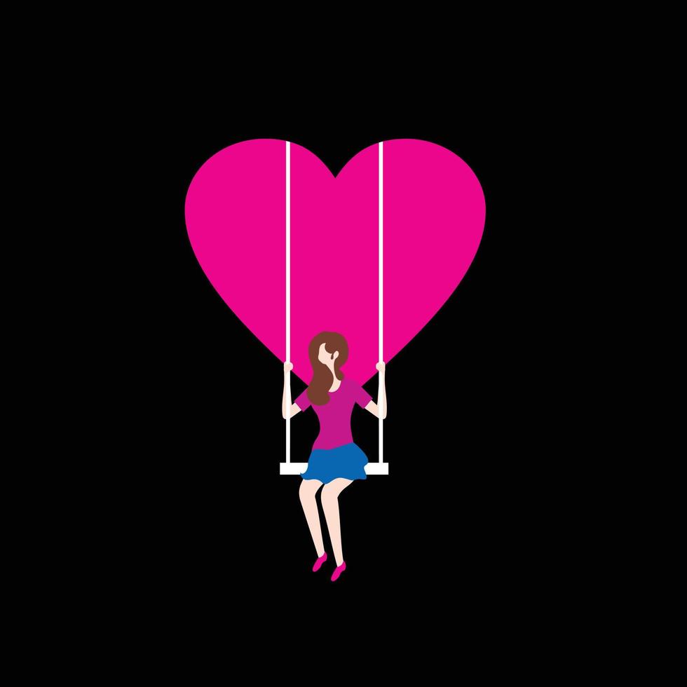 Swing and woman vector design isolated on black background