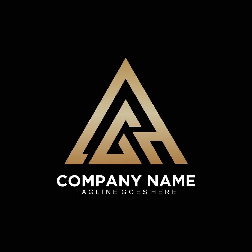 Triangle abstract logo in gold color design vector