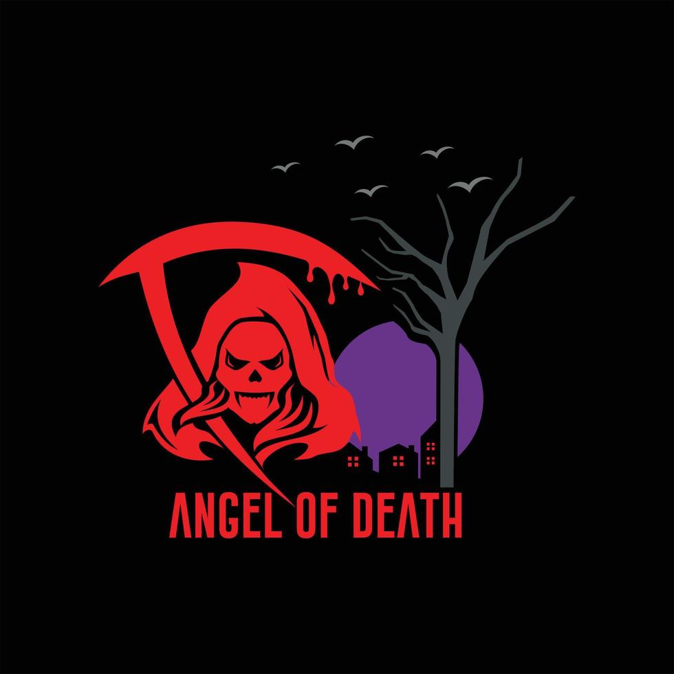 Angel of death vector design and horor cartoon illustration