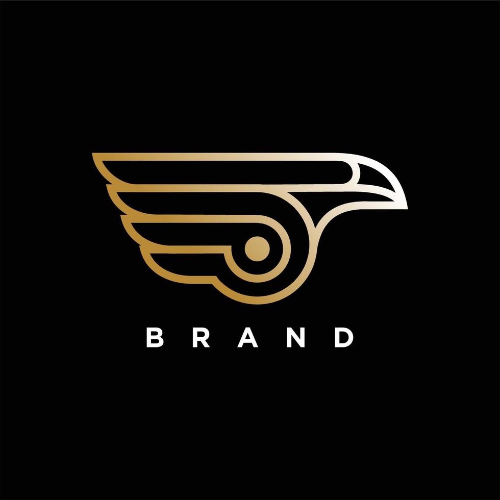 Bird concept luxury logo in gold color design vector