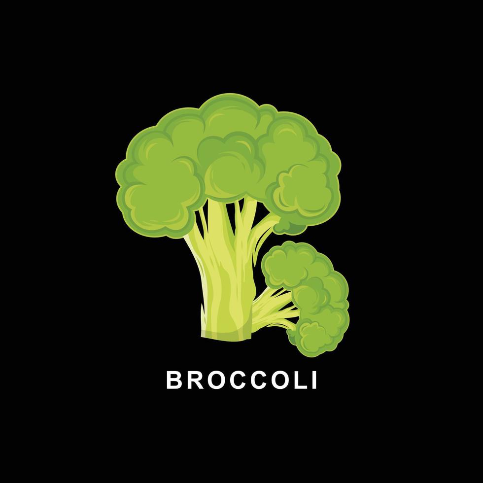 Broccoli illustration vector isolated black background