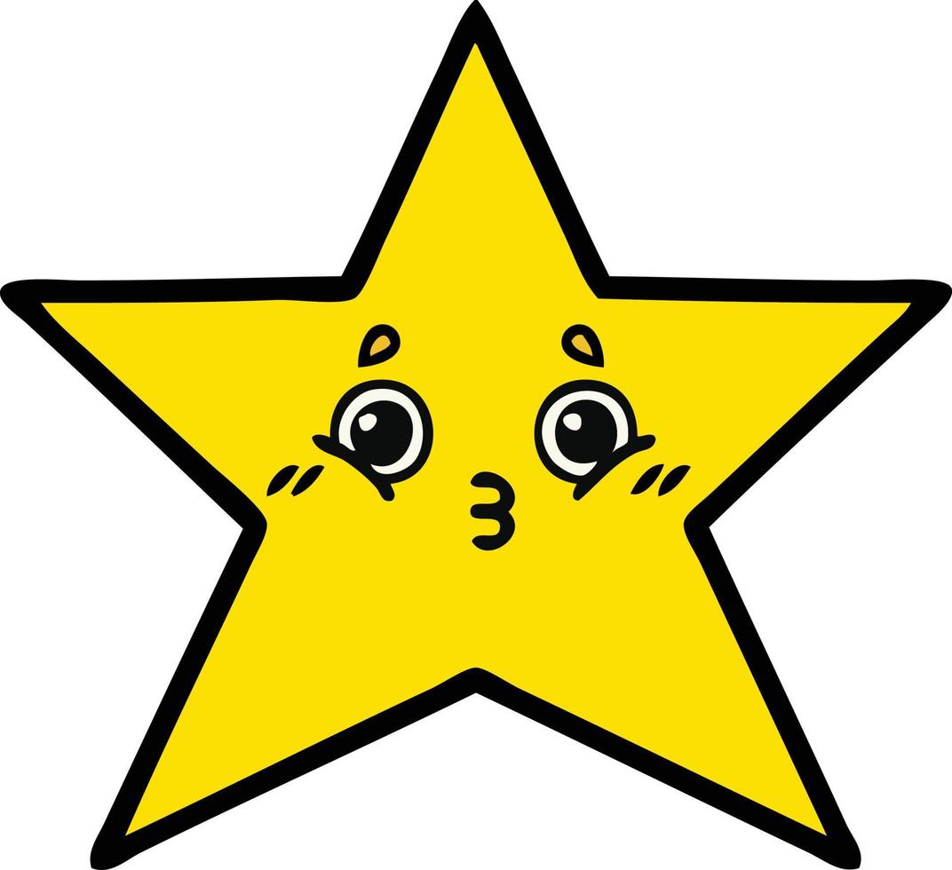 cute cartoon gold star vector