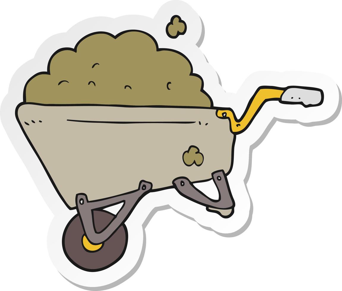 sticker of a cartoon wheelbarrow full of dirt vector