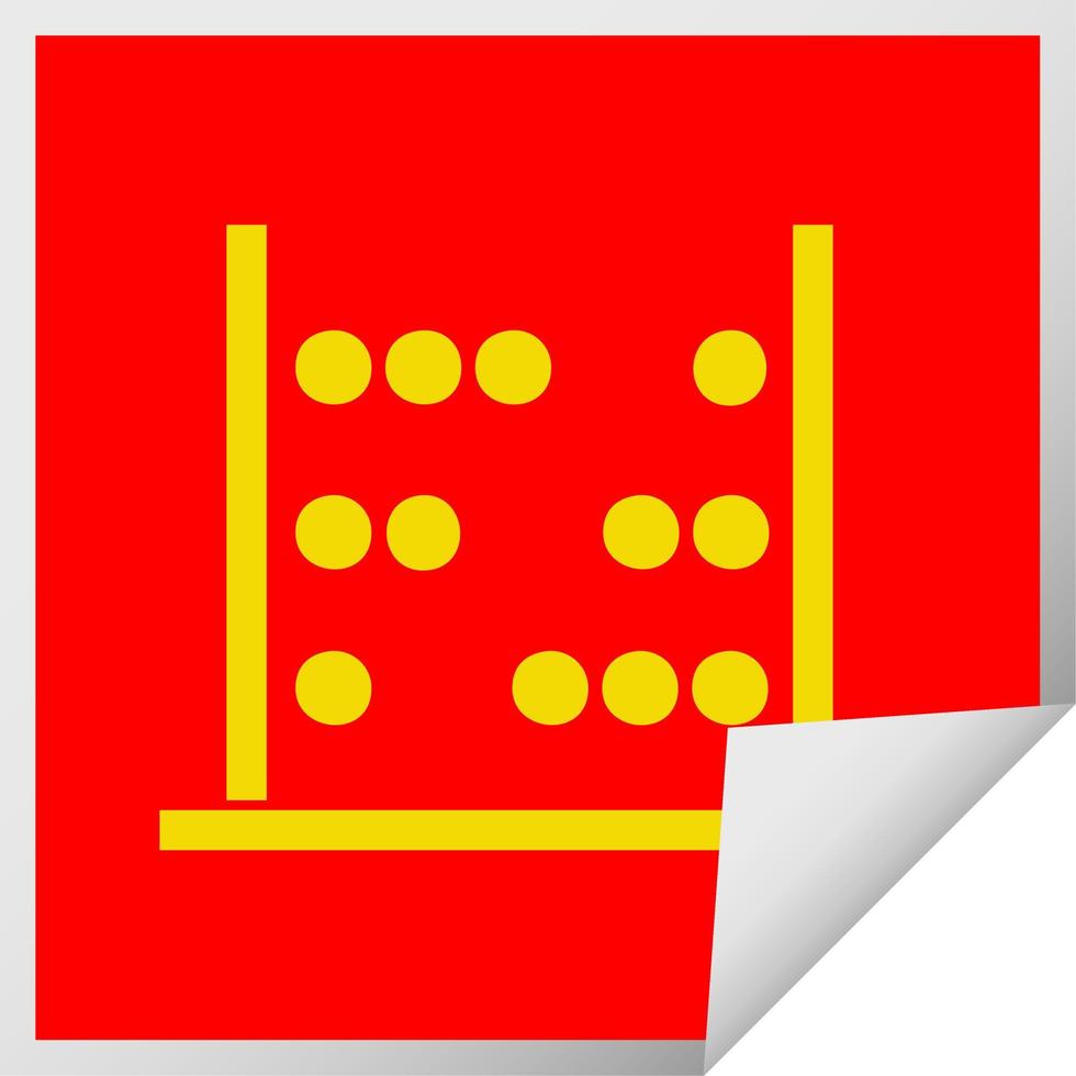 square peeling sticker cartoon maths abacus vector