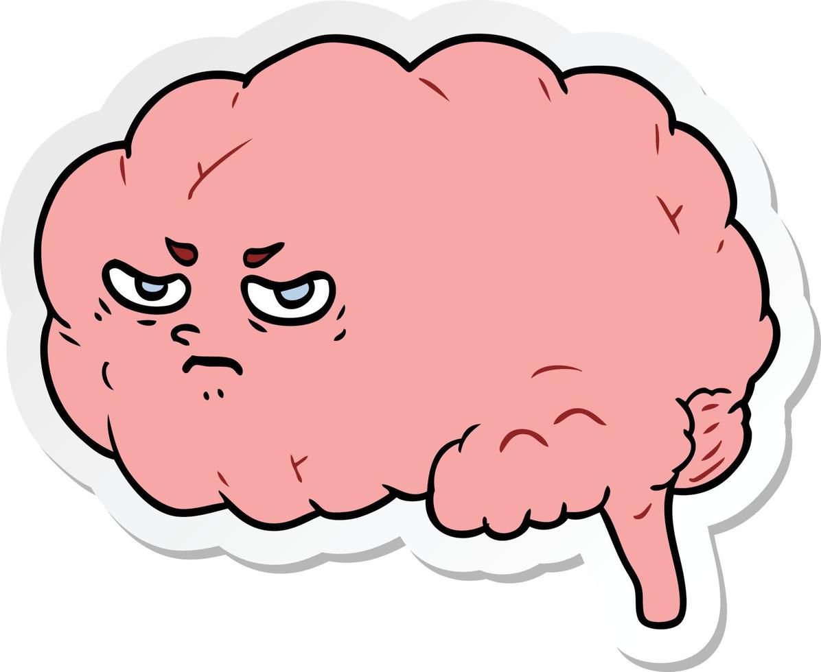 sticker of a cartoon angry brain vector