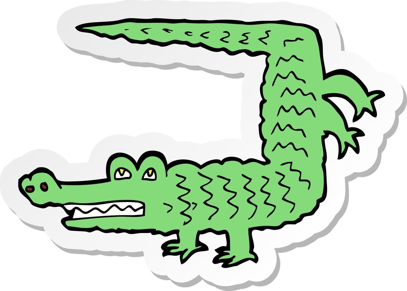 sticker of a cartoon crocodile vector
