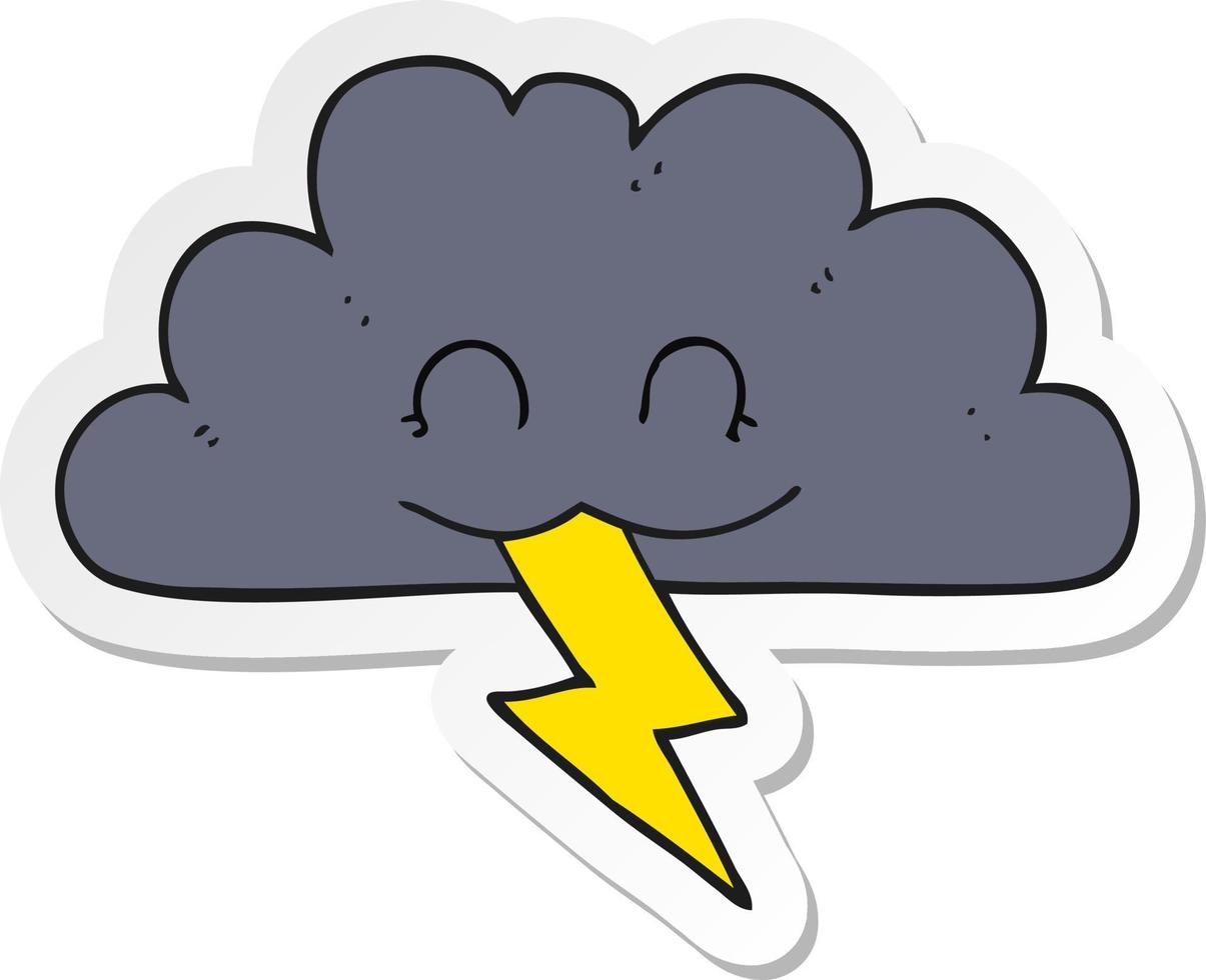 sticker of a cartoon storm cloud vector