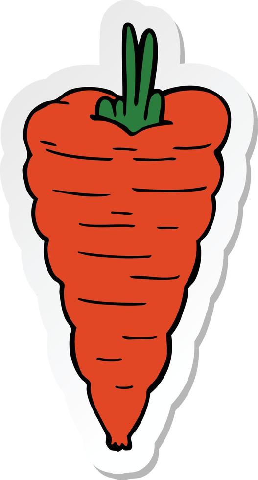 sticker of a cartoon carrot vector