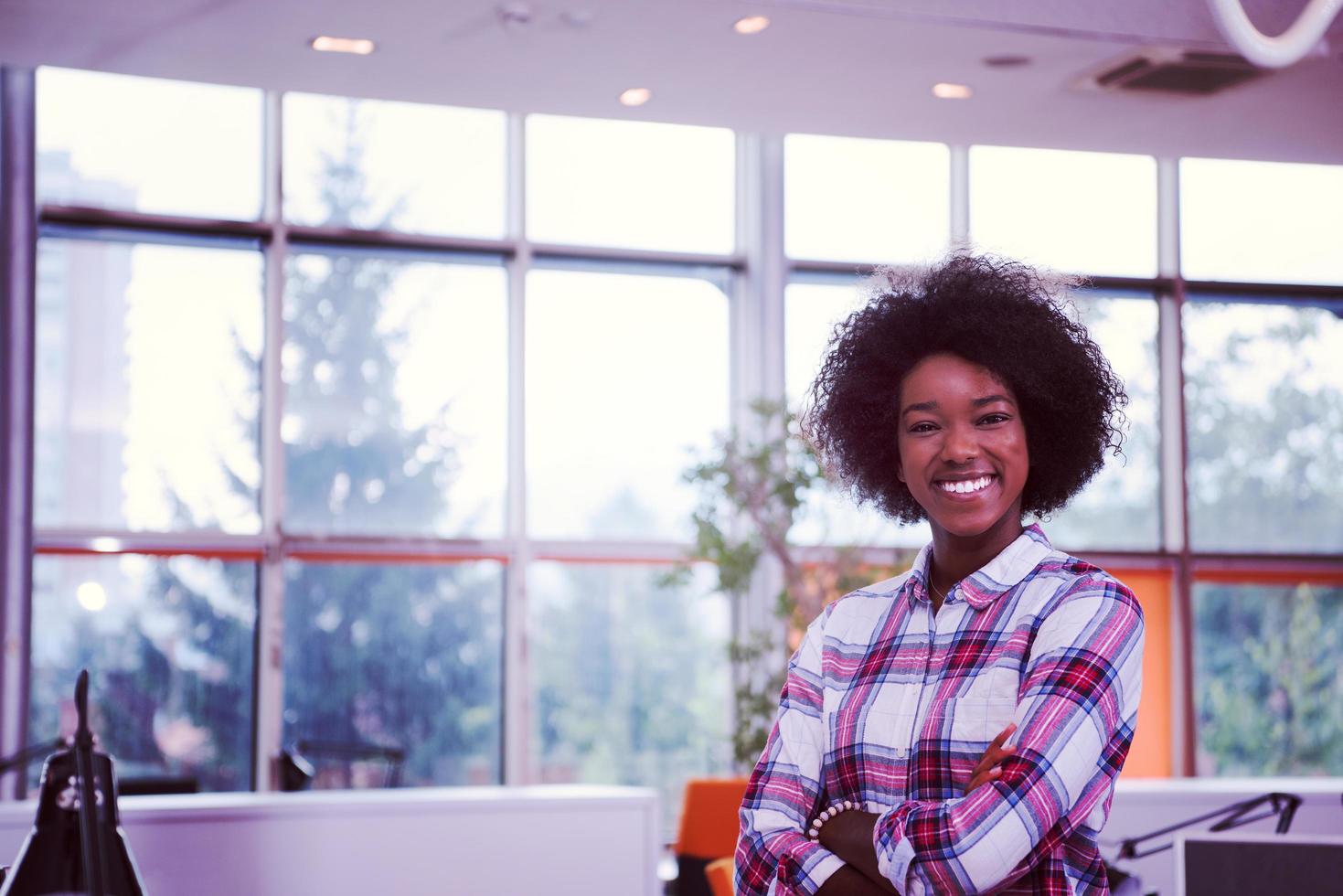 Portrait of a young black  casual business woman photo