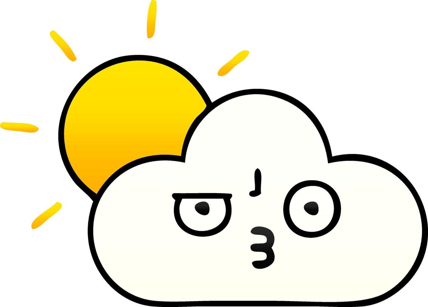 sol y nube de dibujos animados sombreados degradados vector