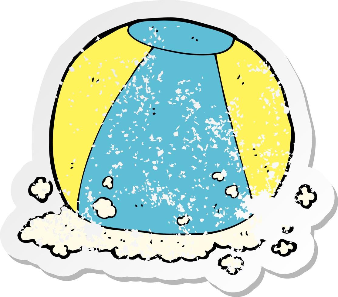 retro distressed sticker of a cartoon beach ball vector