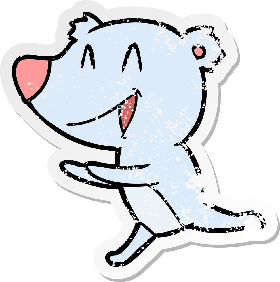 distressed sticker of a running bear cartoon vector