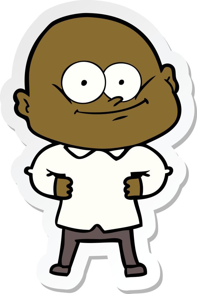 sticker of a cartoon bald man staring vector