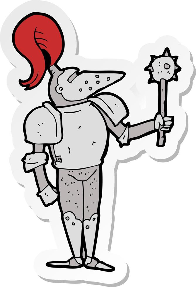 sticker of a cartoon medieval knight vector