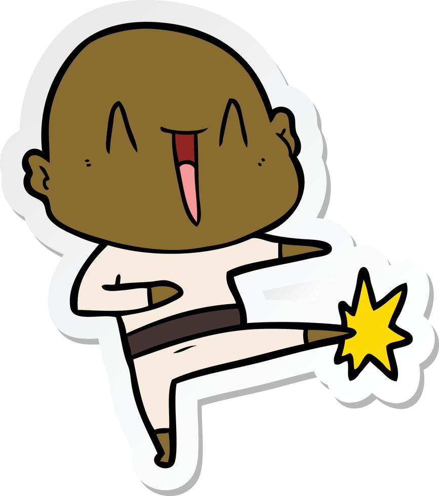 sticker of a happy cartoon bald man vector