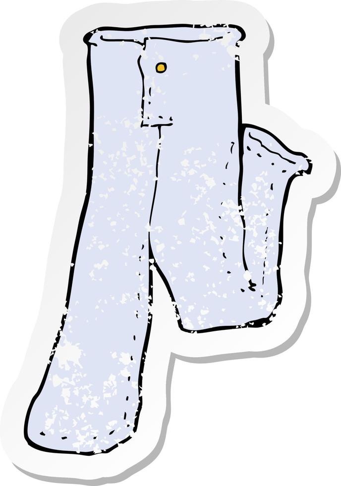 retro distressed sticker of a cartoon pair of jeans vector