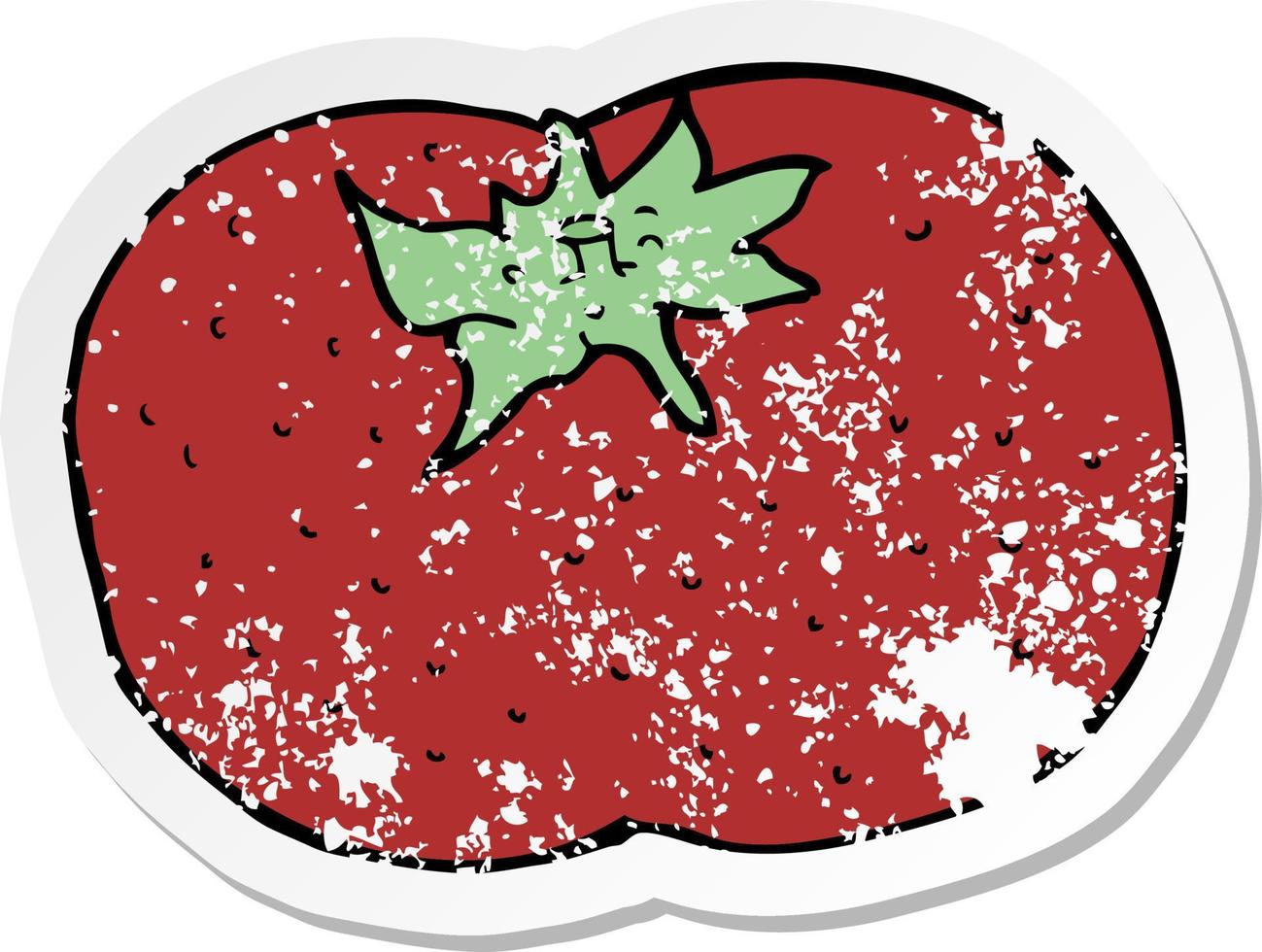 retro distressed sticker of a cartoon tomato vector