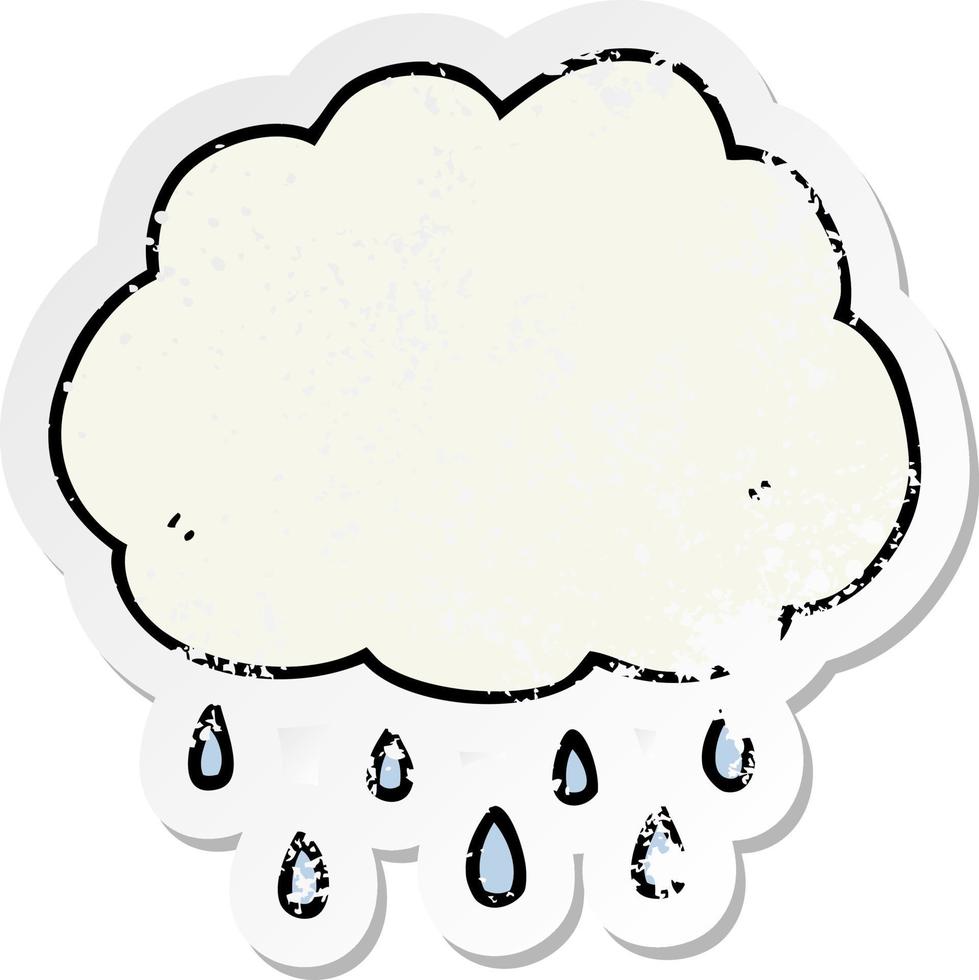 pegatina angustiada de una nube de lluvia de dibujos animados vector