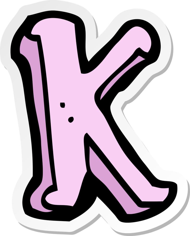 sticker of a cartoon letter K vector