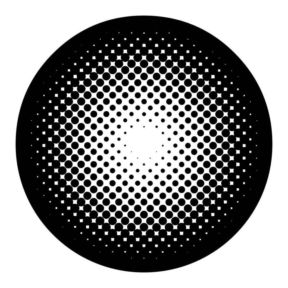 elemento de semitono circular. los lunares se desvanecen círculo puntos fondo degradado. semitono degradado punteado redondo. elemento de diseño vectorial de moda vector