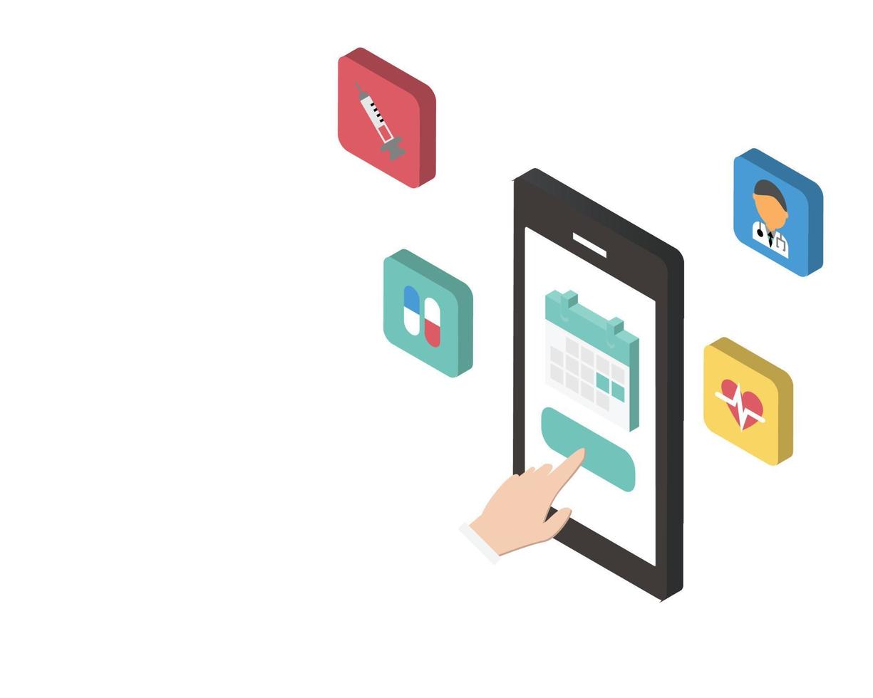 online sick leave request via mobile phone to meet doctor vector