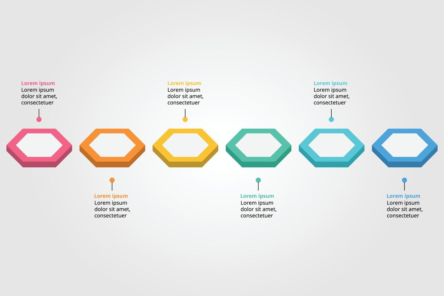 hexagon timeline template for infographic for presentation for 6 element vector