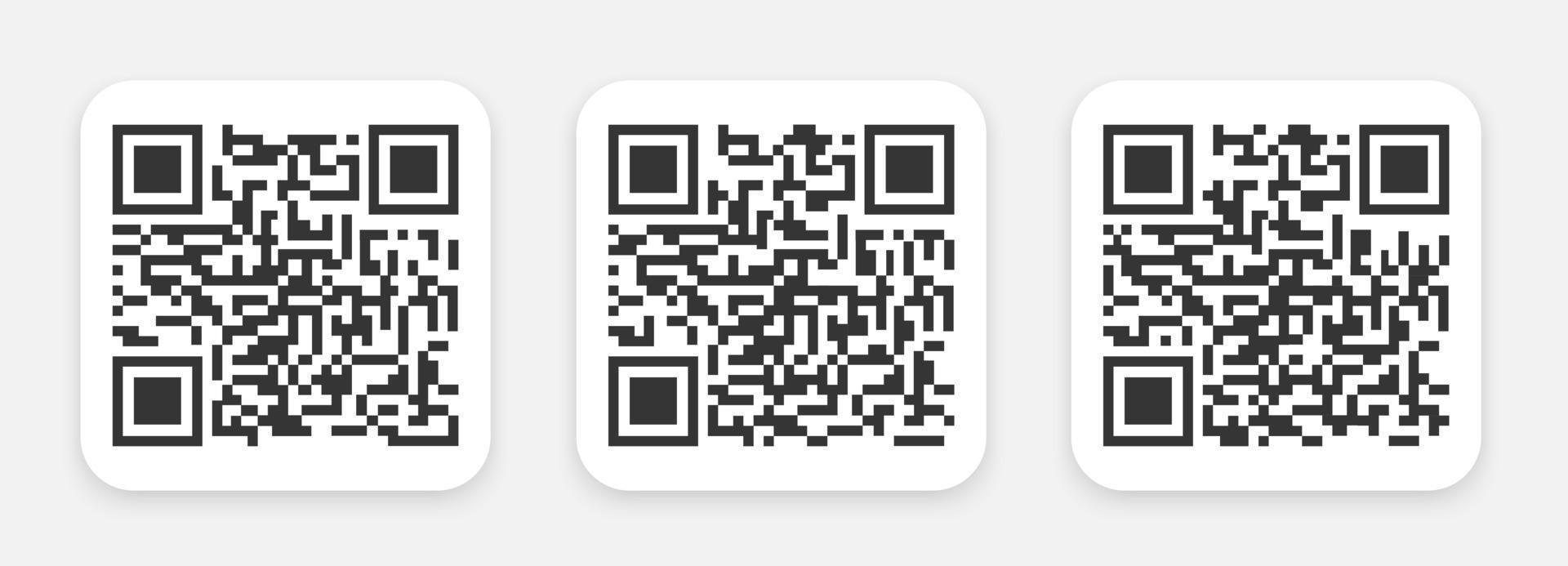 Random QR Code Vector Set On UI Tab Digital Scan Bar Illustration