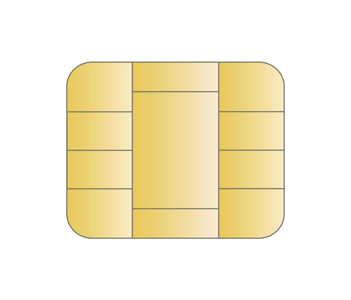 Golden Chip Sim Credit Debit Card Element Electronic Icon Illustration vector
