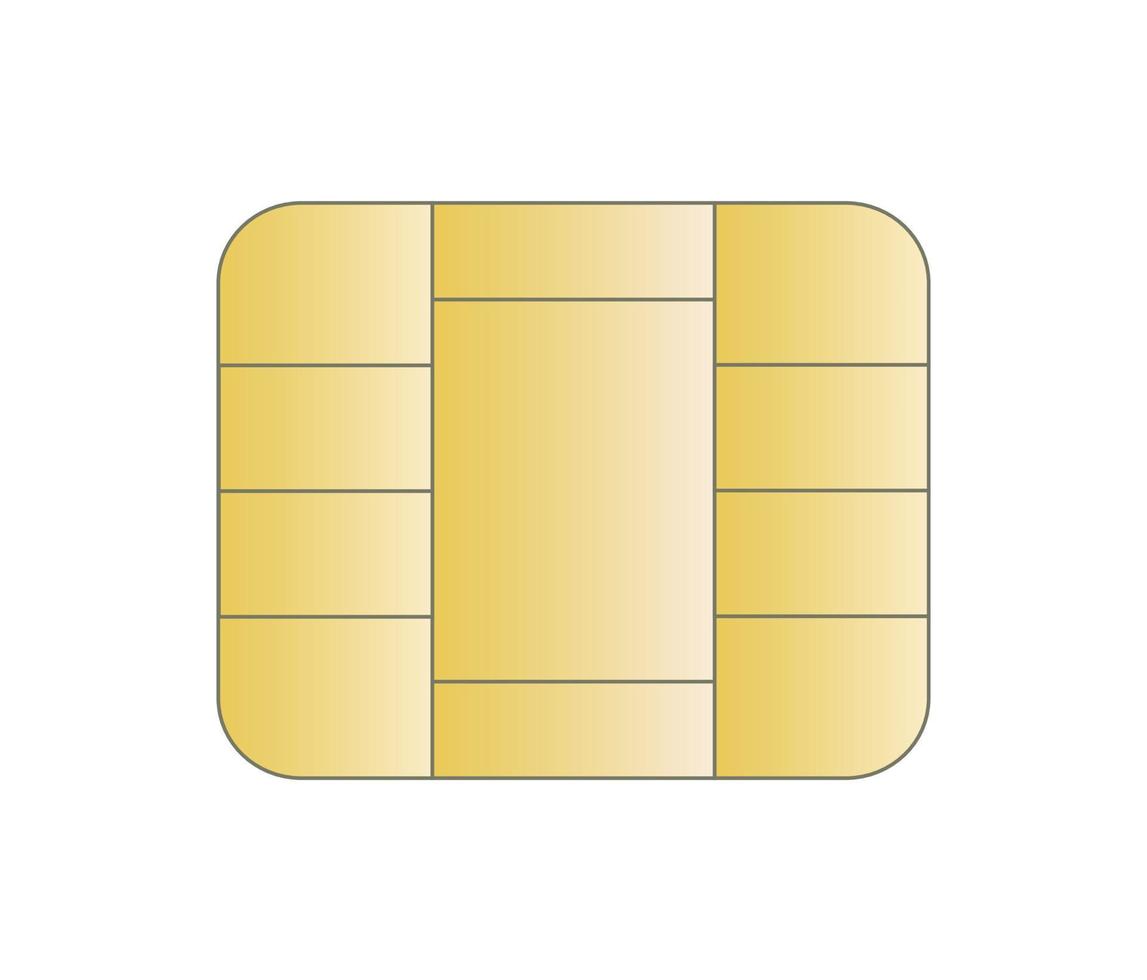 Golden Chip Sim Credit Debit Card Element Electronic Icon Illustration vector