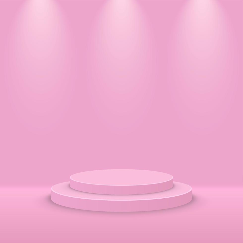 producto etapa podio rosa ilustración focos fondo moderno vector