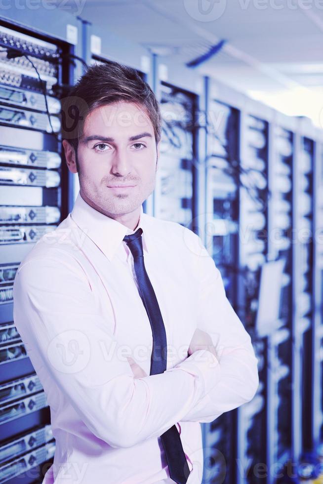 it engineers in network server room photo