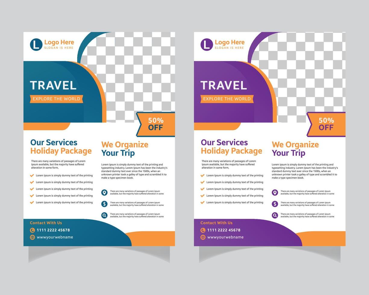 Travel flyer template for travel agency vector