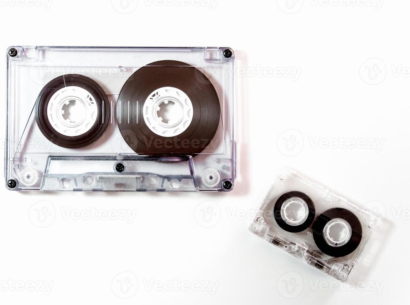 Different sizes of audio cassette tape isolated photo