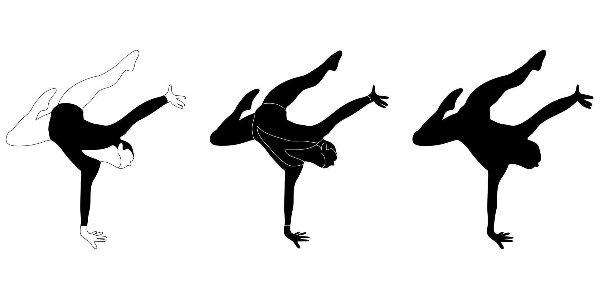 Flat design gymnast, gym girl  silhouette illustration. Gymnastics. Isolated vector