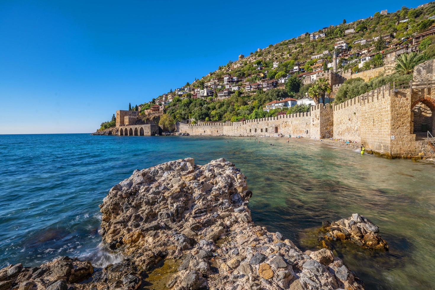 alanya 2022 Antalya aerial city with castle and sea photo