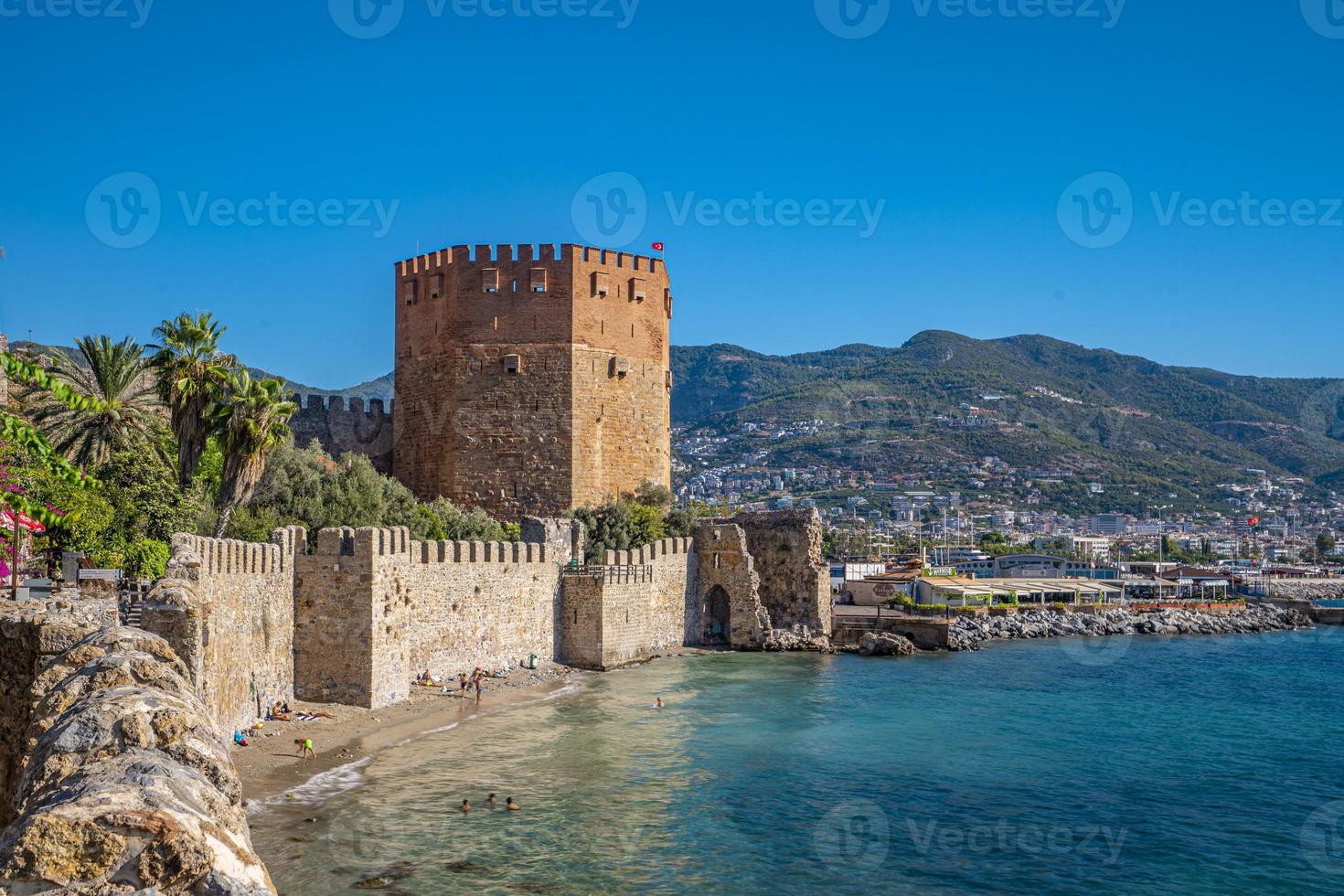 alanya 2022 Antalya aerial city with castle and sea photo