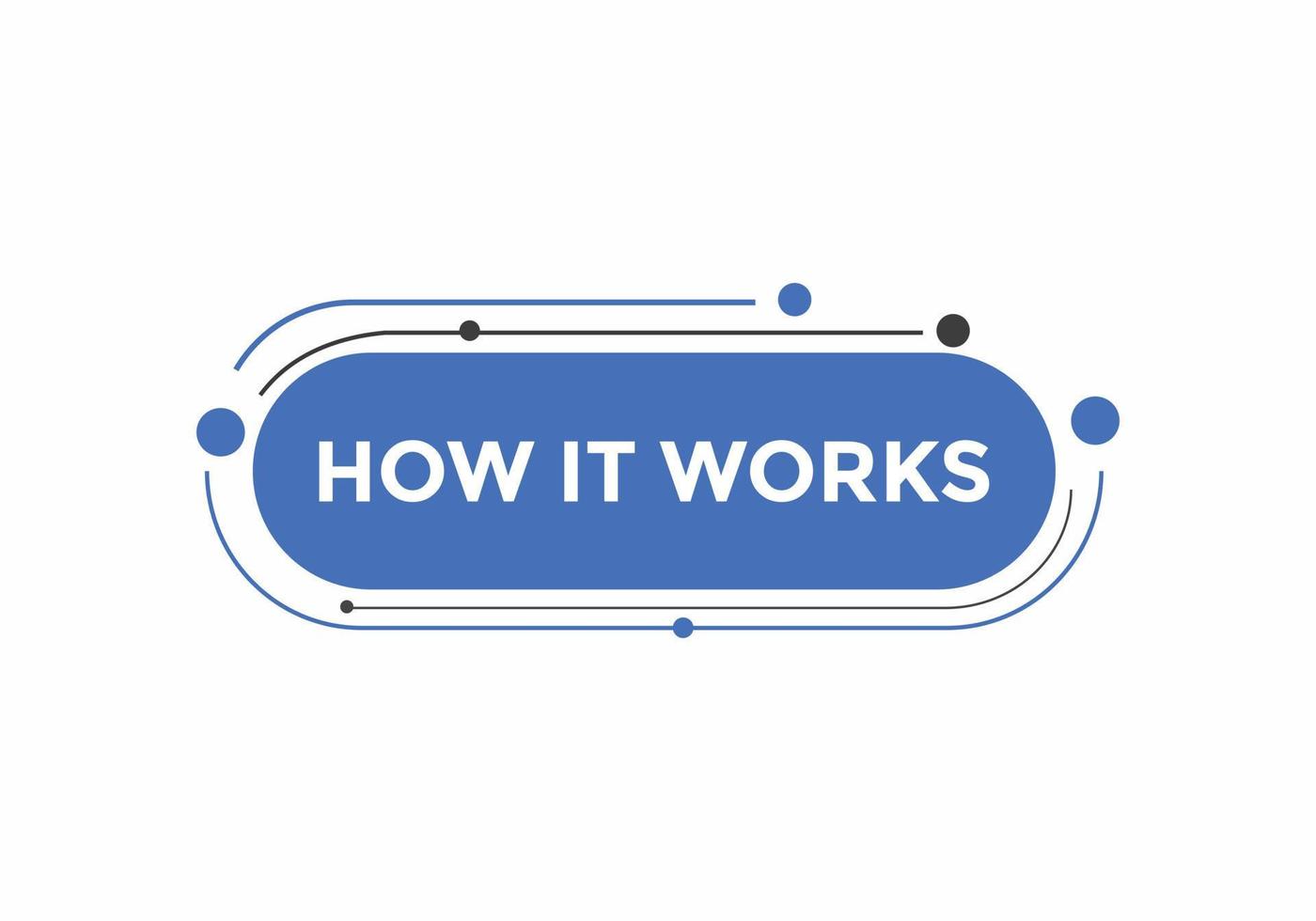 How it works text button. How it works sign speech bubble. Web banner label template. Vector Illustration