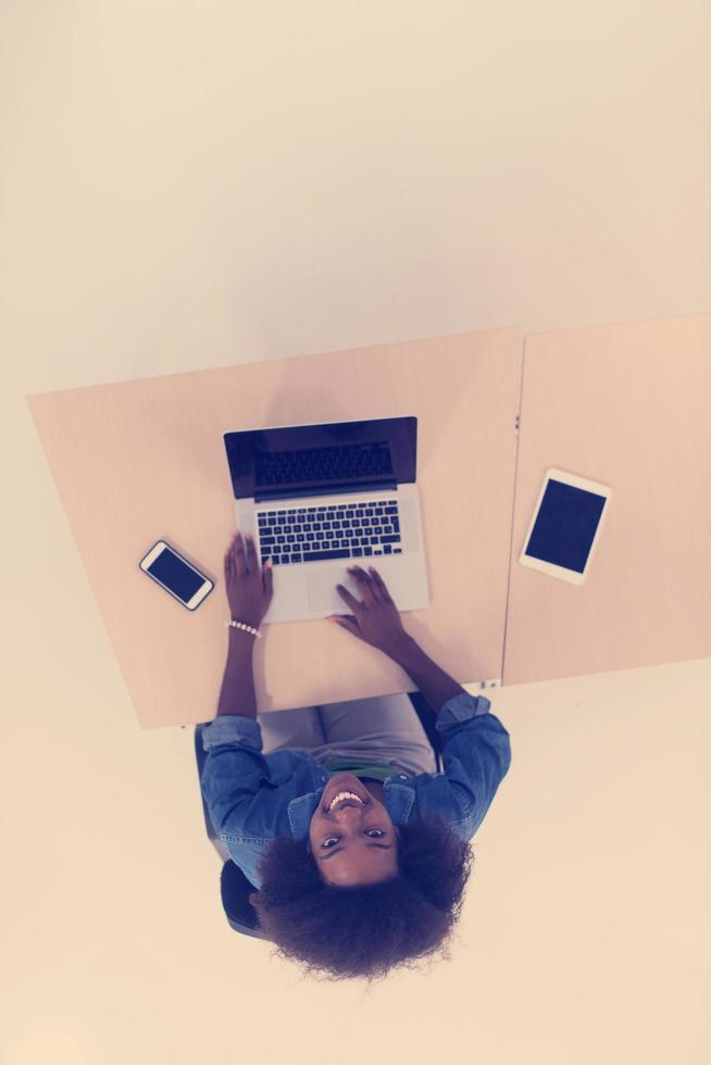 top view of informal african american Businesswoman photo