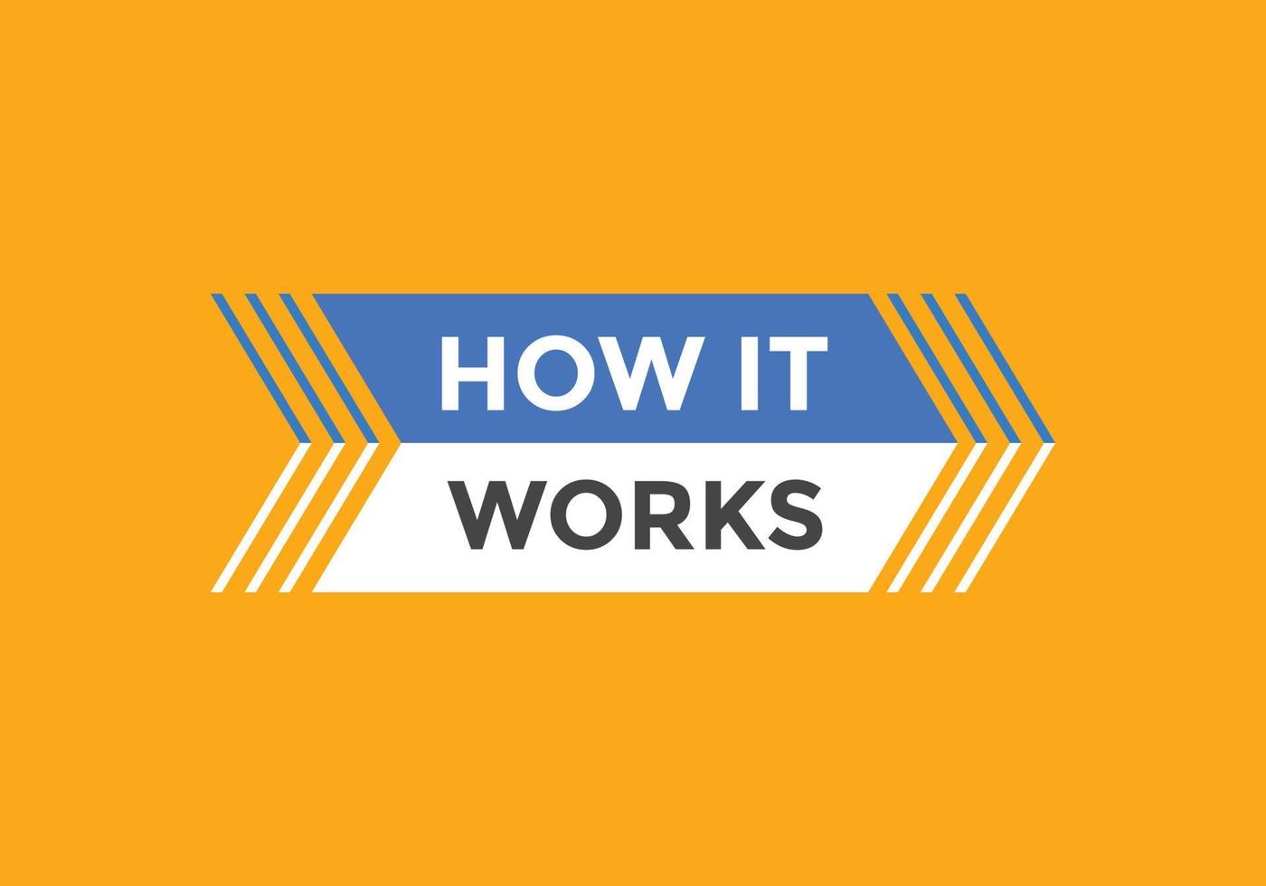 How it works text button. How it works sign speech bubble. Web banner label template. Vector Illustration